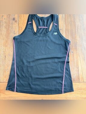 New Balance Black Racerback Tank with Pink Stitching